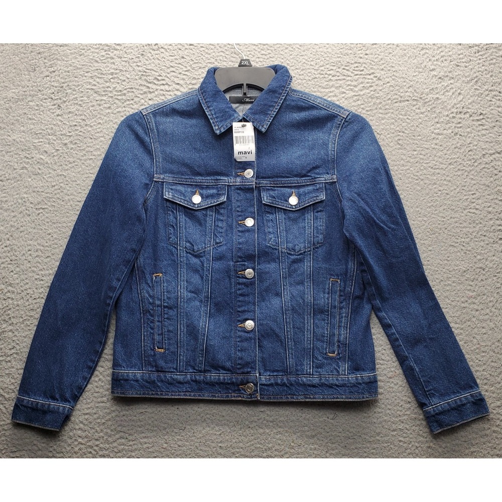 Mavi Denim Jacket Womens S Blue Katy Flap Pocket Long Sleeve Collar Button Front